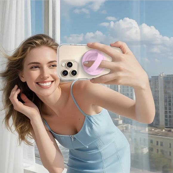 Magnetic Phone Grip Holder MagSafe Ultra Thin Silicone Light Solid Pink sb 31 - Picture 2 of 6